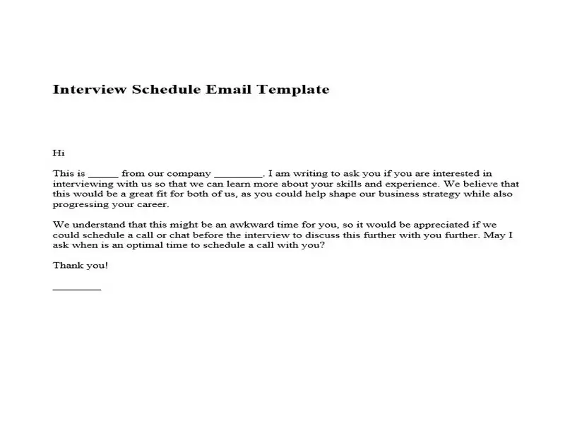 Interview Schedule Email Template