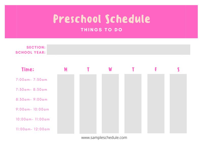 Preschool Schedule