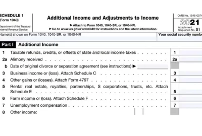 Schedule 1 Form 1040 Featured Images