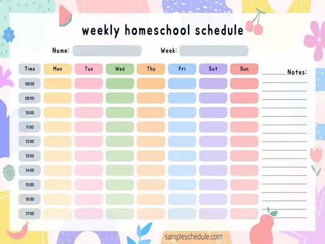 Blank Homeschool Schedule Template