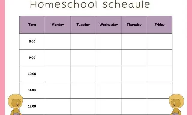 Printable Homeschool Schedule Template