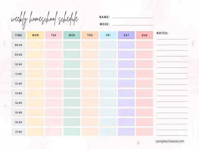 Weekly Homeschool Schedule Template