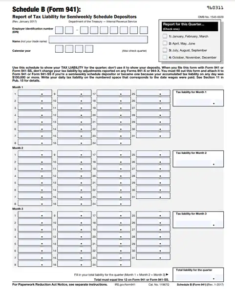 941 Schedule B Form PDF