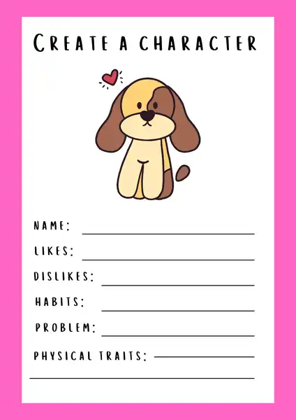Colorful Create A Character Dog Worksheet