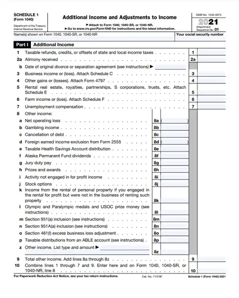 Schedule 1 Form 1040