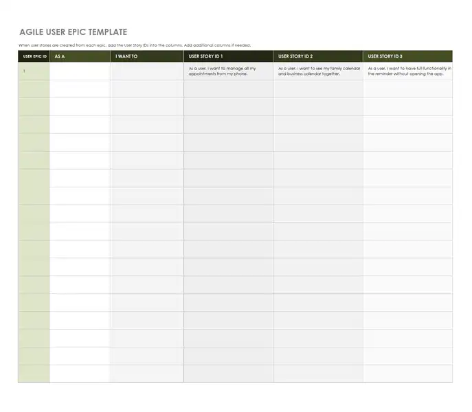 agile user epic schedule template by smartsheet.com .com