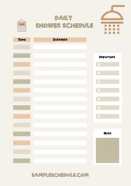 daily shower schedule template