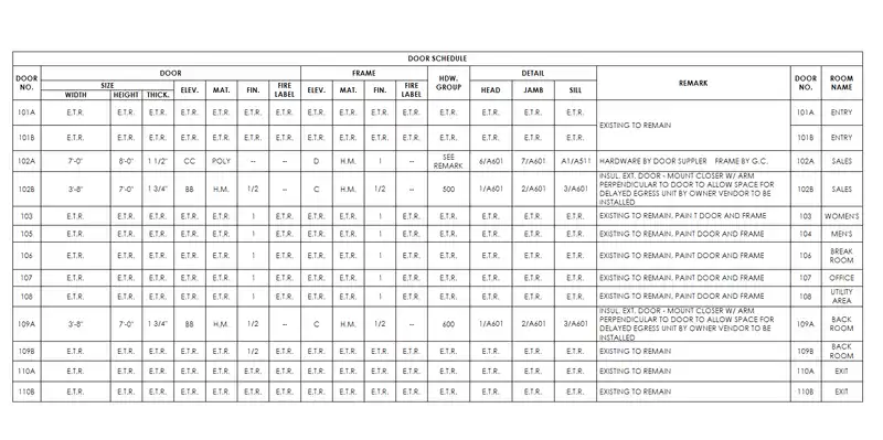 door schedule template pdf by bidroom.net