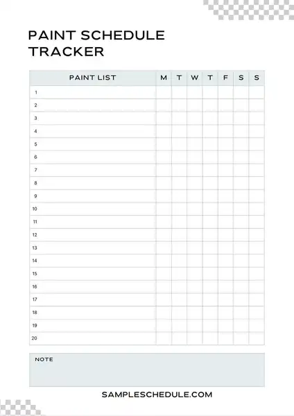 paint schedule tracker