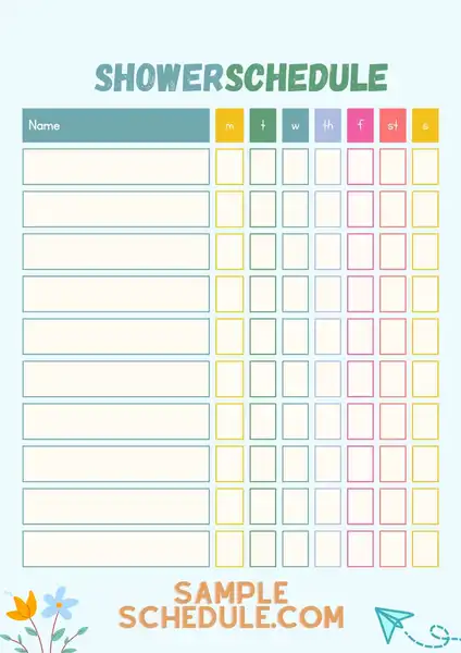 shower schedule template