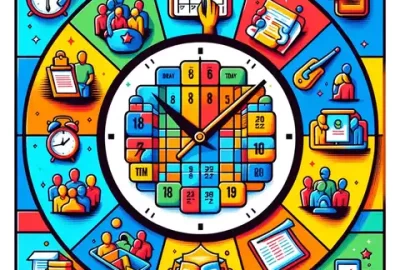 A colorful calendar showing a 8 Hour Shift Schedule For 7 Days A Week, symbolizing an organized 7 day work schedule