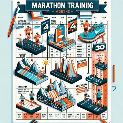 Marathon Training Schedule 1 Year Marathon training schedule for the months 4 to 6, including notes on medium distance runs, running on different terrains